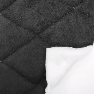 Алькантара стеганая черная Ромб с черной строчкой