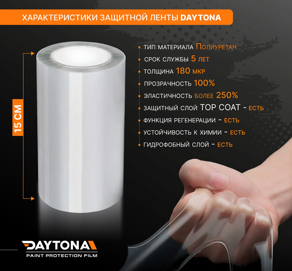 Полиуретановая защитная лента DAYTONA PPF S300 ширина 15см (длина 5 м)